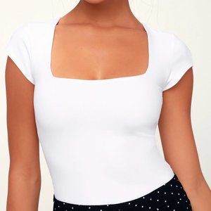 Free People Square Eyes White BodySuit